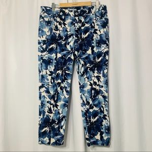 Chicos Blue Floral Stretch Skinny Jeans Size 16 (3)